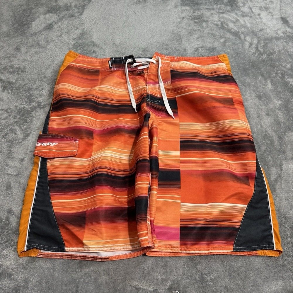 VTG Y2K RS Surf Board Short Swim Trunks Mens 34 Summer Beachwear Coastal Surfing